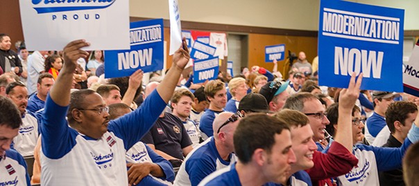 Hundreds of people packed the Kennedy High School cafeteria Wednesday night in support of the Chevron Richmond Refinery Modernization Project.
